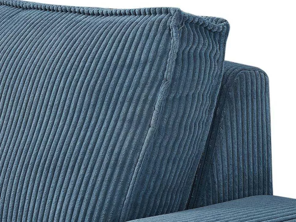 Vente-unique Sofá De 3 Lugares Articulado Eletrico Em Tecido Canelado Azul - Amelio* Sofá De Relaxamento Eletrico