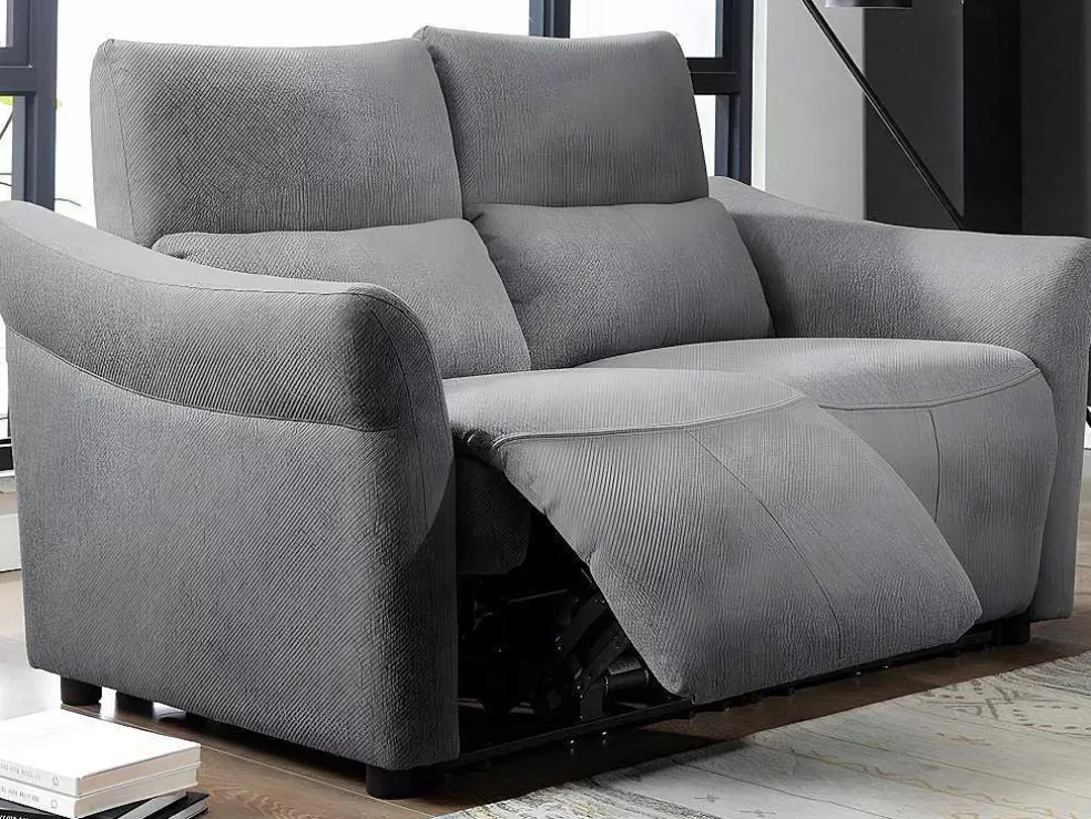 Vente-unique Sofá De 2 Lugares Articulado Eletrico Em Tecido Cor Cinza - Ragnar* Sofá De Relaxamento Eletrico