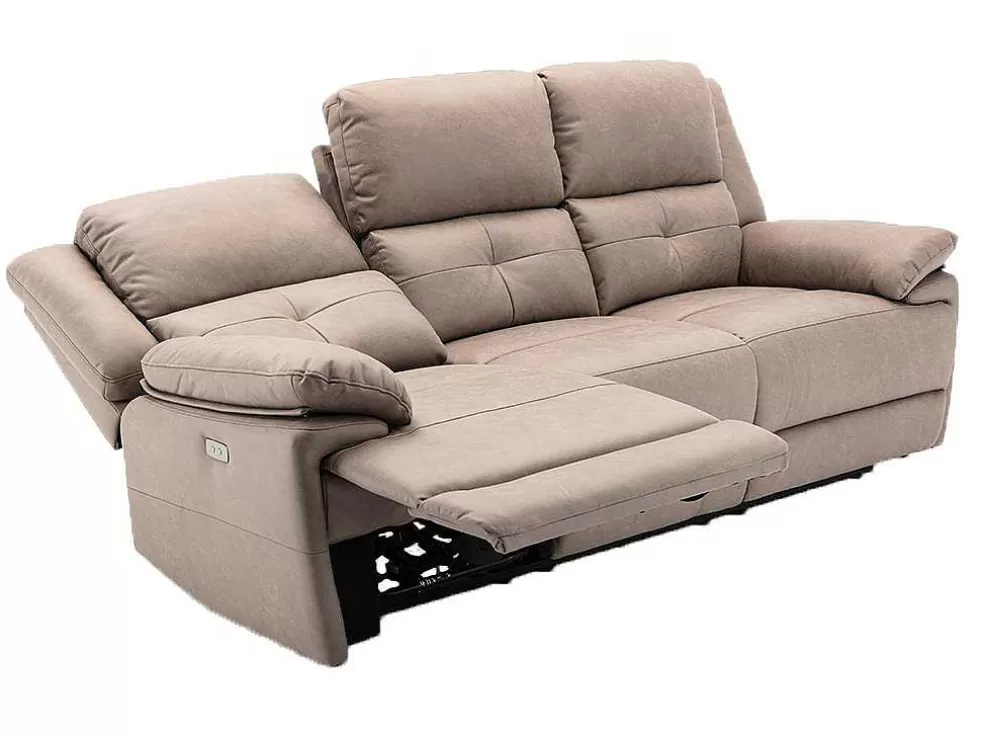 Vente-unique Sofá De 3 Lugares Articulado Eletrico Em Tecido Cor Taupe - Dolene* Sofá De Relaxamento Eletrico