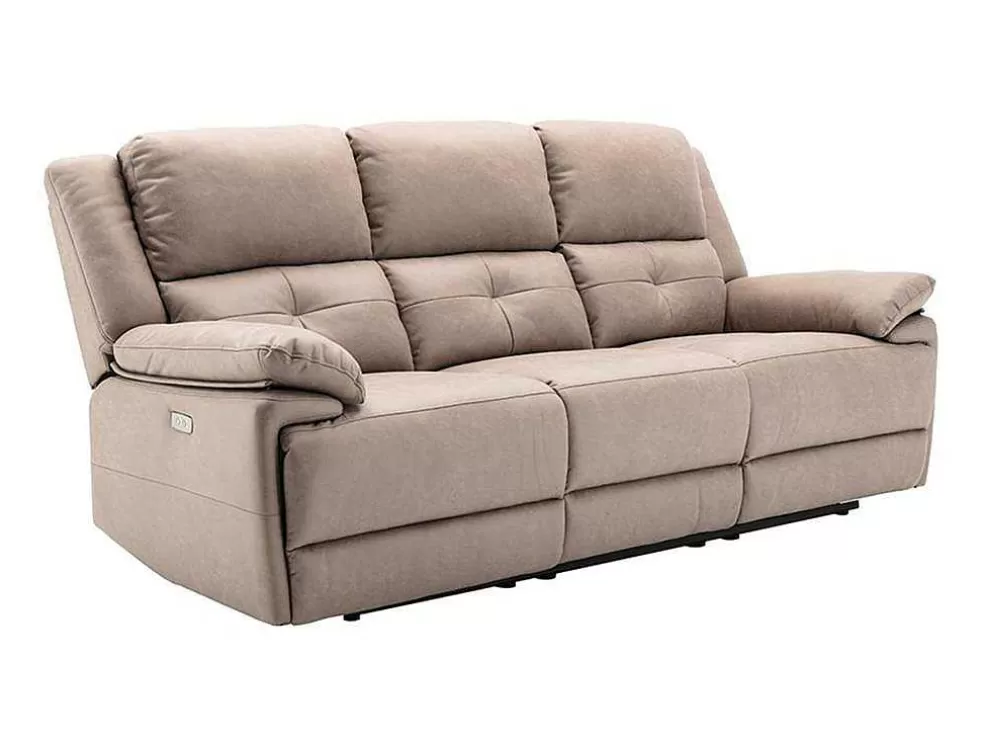 Vente-unique Sofá De 3 Lugares Articulado Eletrico Em Tecido Cor Taupe - Dolene* Sofá De Relaxamento Eletrico