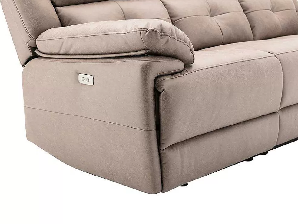 Vente-unique Sofá De 3 Lugares Articulado Eletrico Em Tecido Cor Taupe - Dolene* Sofá De Relaxamento Eletrico
