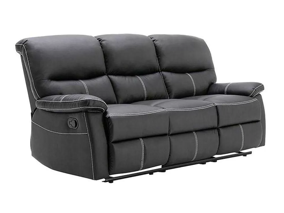 Vente-unique Sofá De 3 Lugares Articulado Em Pele Sintética Cor Preto - Canby* Sofá De 2 Ou 3 Lugares