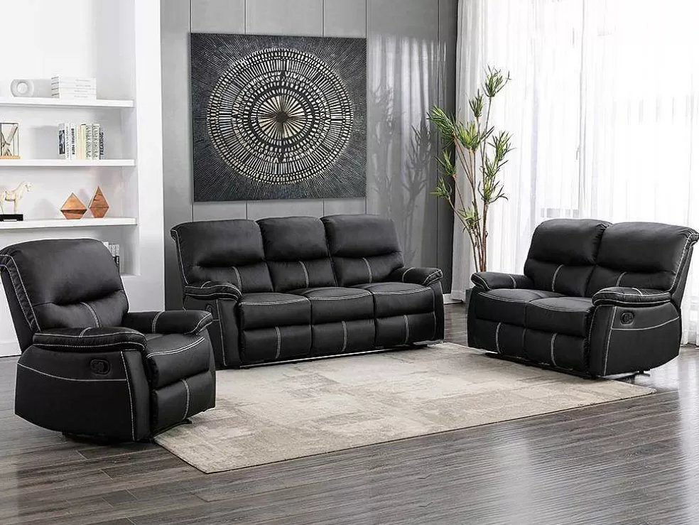 Vente-unique Sofá De 2 Lugares Articulado Em Pele Sintética Cor Preto - Canby* Promoções Sofás & Poltronas