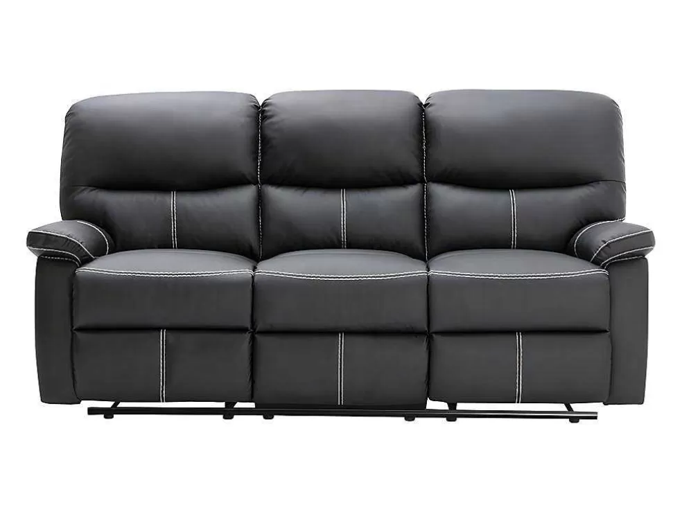 Vente-unique Sofá De 3 Lugares Articulado Em Pele Sintética Cor Preto - Canby* Sofá De 2 Ou 3 Lugares