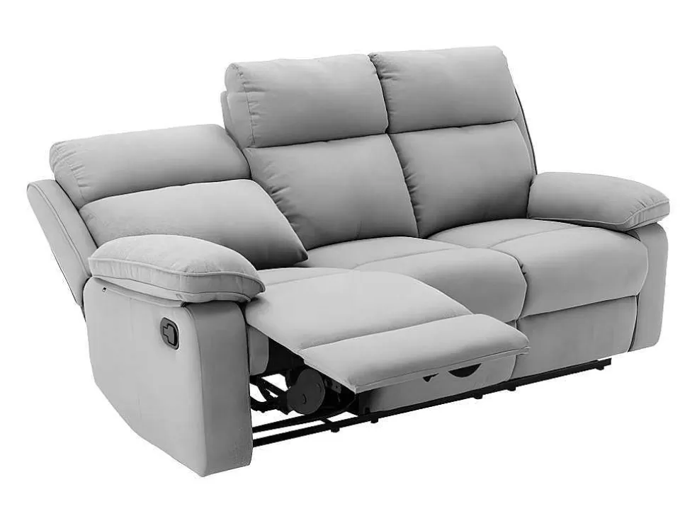 Vente-unique Sofá De 3 Lugares Articulado Em Tecido Cor Cinza-Claro - Lana* Sofá De Relaxamento Manual