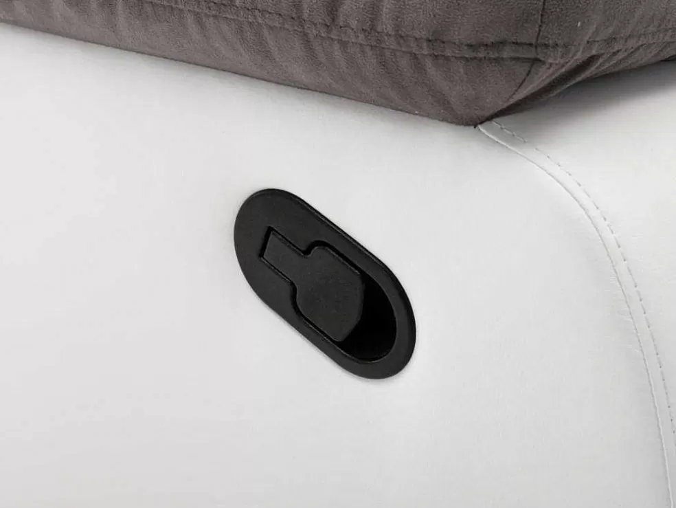 Vente-unique Sofá De 2 Lugares Articulado Manual Em Microfibra E Pele Sintética - Cinza E Branco - Tolzano* Sofá De Relaxamento Manual
