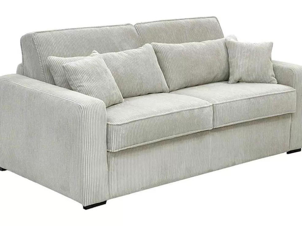 Vente-unique Sofá De 4 Lugares Convertivel Abertura Rapida Tecido Creme, Cama De 160 Cm, Colchão De 18 Cm - Mondovi* Sofá Cama De Abertura Rapida