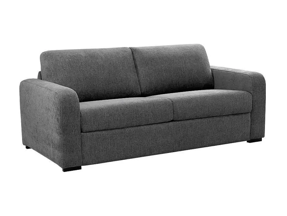 Vente-unique Sofá De 3 Lugares Convertivel Abertura Rapida Tecido Matizado Cinza Antracite, Cama 140 Cm E Colchão 14 Cm - Bevis* Sofá Cama De Abertura Rapida