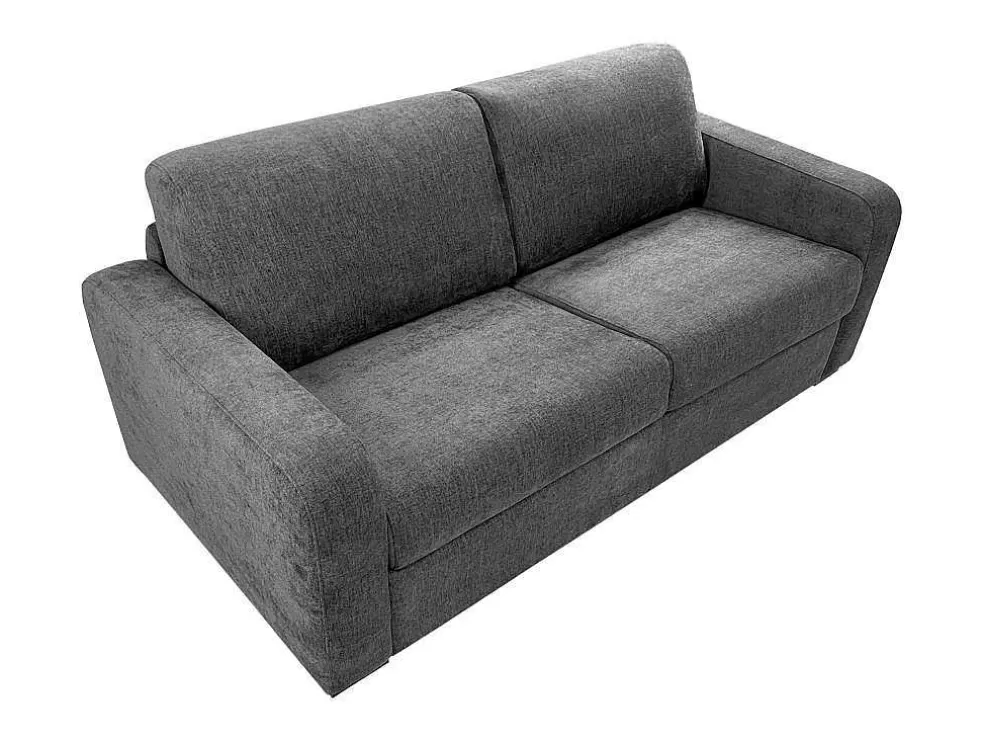 Vente-unique Sofá De 4 Lugares Convertivel Abertura Rapida Tecido Matizado Cinza Antracite, Cama 160 Cm E Colchão 14 Cm - Bevis* Sofá Cama De Abertura Rapida