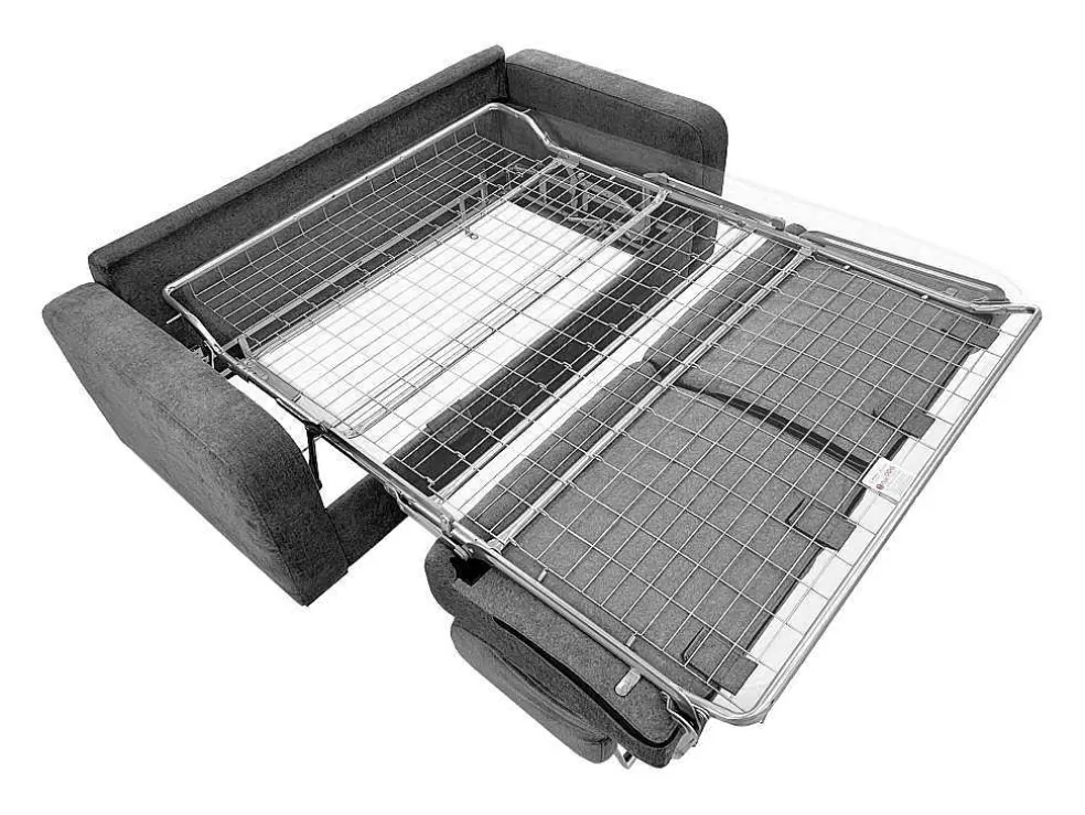 Vente-unique Sofá De 3 Lugares Convertivel Abertura Rapida Tecido Matizado Cinza Antracite, Cama 140 Cm E Colchão 14 Cm - Bevis* Sofá Cama De Abertura Rapida