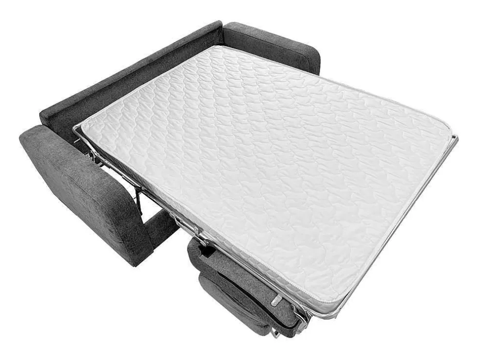 Vente-unique Sofá De 3 Lugares Convertivel Abertura Rapida Tecido Matizado Cinza Antracite, Cama 140 Cm E Colchão 14 Cm - Bevis* Sofá Cama De Abertura Rapida