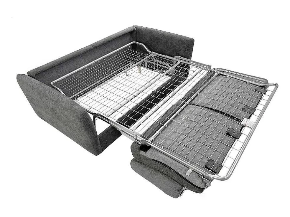 Vente-unique Sofá De 3 Lugares Convertivel Abertura Rapida Tecido Matizado Cinza, Cama 140 Cm E Colchão 14 Cm - Arcadia* Sofá Cama De Abertura Rapida