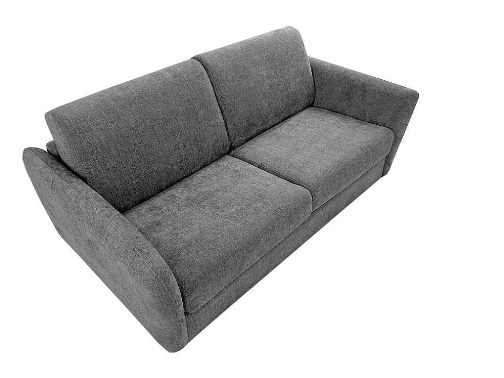 Vente-unique Sofá De 3 Lugares Convertivel Abertura Rapida Tecido Matizado Cinza, Cama 140 Cm E Colchão 14 Cm - Arcadia* Sofá Cama De Abertura Rapida