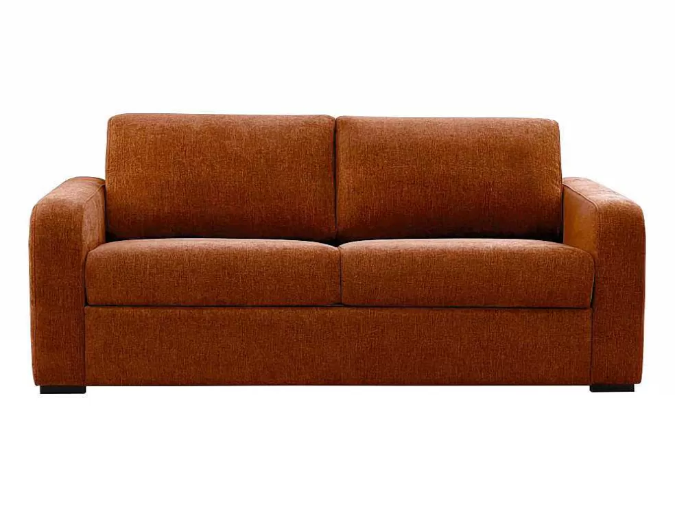 Vente-unique Sofá De 3 Lugares Convertivel Abertura Rapida Tecido Matizado Terracota, Cama 140 Cm E Colchão 14 Cm - Bevis* Sofá Cama De Abertura Rapida