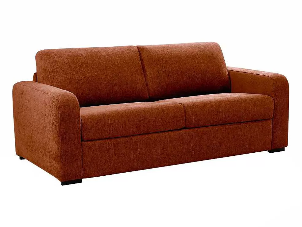 Vente-unique Sofá De 4 Lugares Convertivel Abertura Rapida Tecido Matizado Terracota, Cama 160 Cm E Colchão 14 Cm - Bevis* Sofá Cama De Abertura Rapida