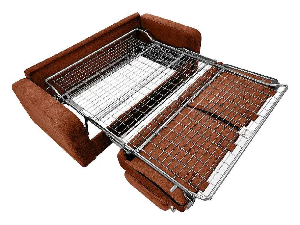 Vente-unique Sofá De 3 Lugares Convertivel Abertura Rapida Tecido Matizado Terracota, Cama 140 Cm E Colchão 14 Cm - Bevis* Sofá Cama De Abertura Rapida