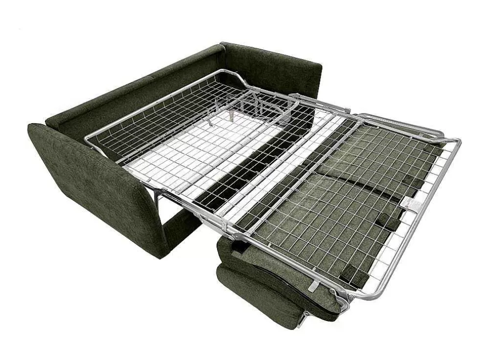 Vente-unique Sofá De 3 Lugares Convertivel Abertura Rapida Tecido Matizado Verde, Cama 140 Cm E Colchão 14 Cm - Arcadia* Sofá Cama De Abertura Rapida