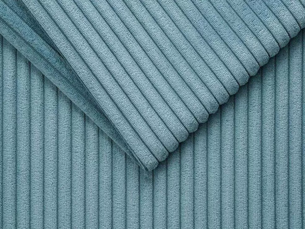 Vente-unique Sofá De 3 Lugares Convertivel Abertura Rapida Veludo Canelado Azul-Turquesa, Cama De Ripas Largas 140 Cm E Colchão 18 Cm - Loreto* Sofá