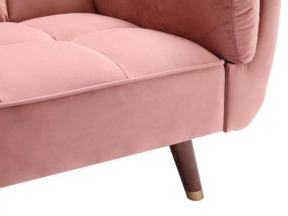 Vente-unique Sofá De 3 Lugares Convertivel Clic-Clac Em Veludo Cor-De-Rosa - Gulcan* Sofá Cama Clic-Clac E Dobravel