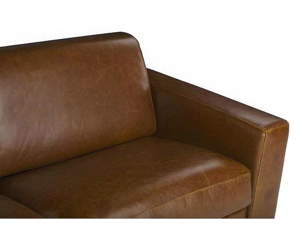 LINEA Sofá Sofá De 3 Lugares Convertivel De Abertura Rapida 100% Pele De Bufalo Pele Vintage Caramelo - Delectea Ii* Sofá Cama De Abertura Rapida