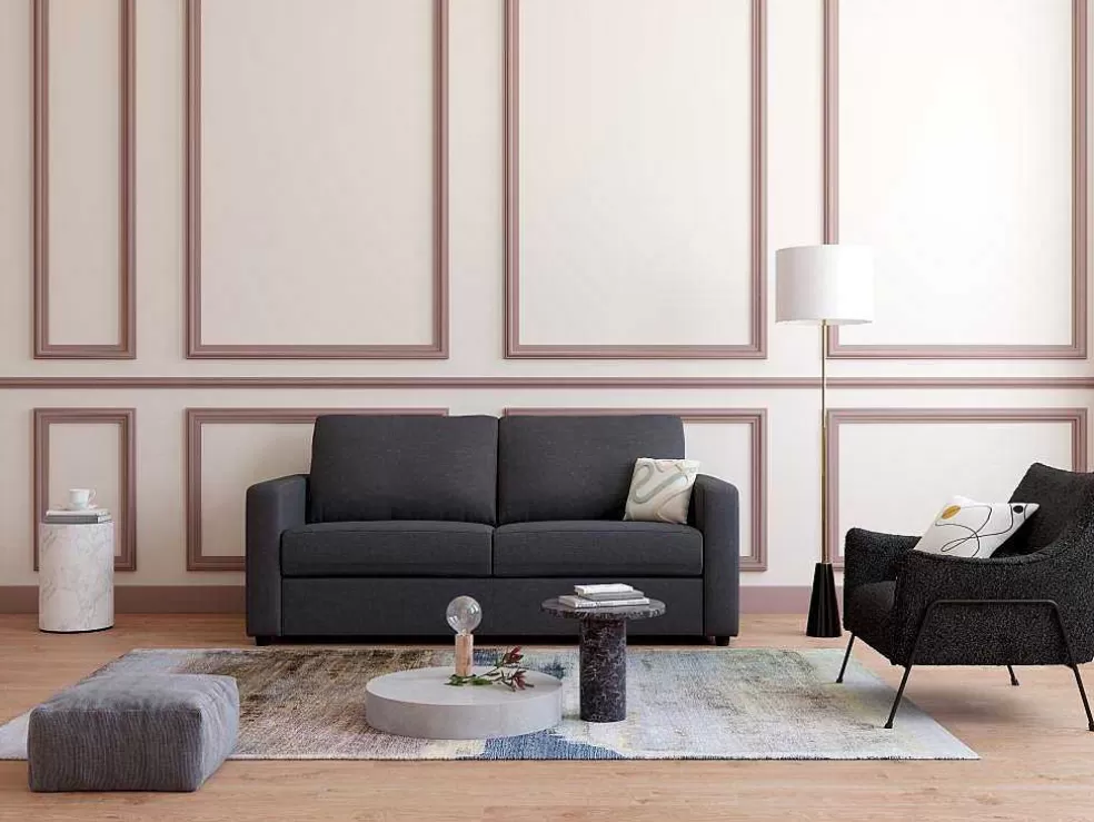 Vente-unique Sofá De 3 Lugares Convertivel De Abertura Rapida Em Tecido Antracite - Doneto* Sofá Cama De Abertura Rapida