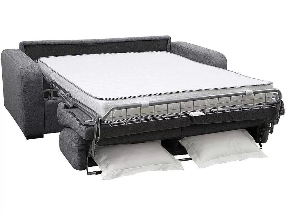 Vente-unique Sofá De 4 Lugares Convertivel De Abertura Rapida Em Tecido Antracite Bevis Colchão De 14 Cm* Sofá Cama De Abertura Rapida