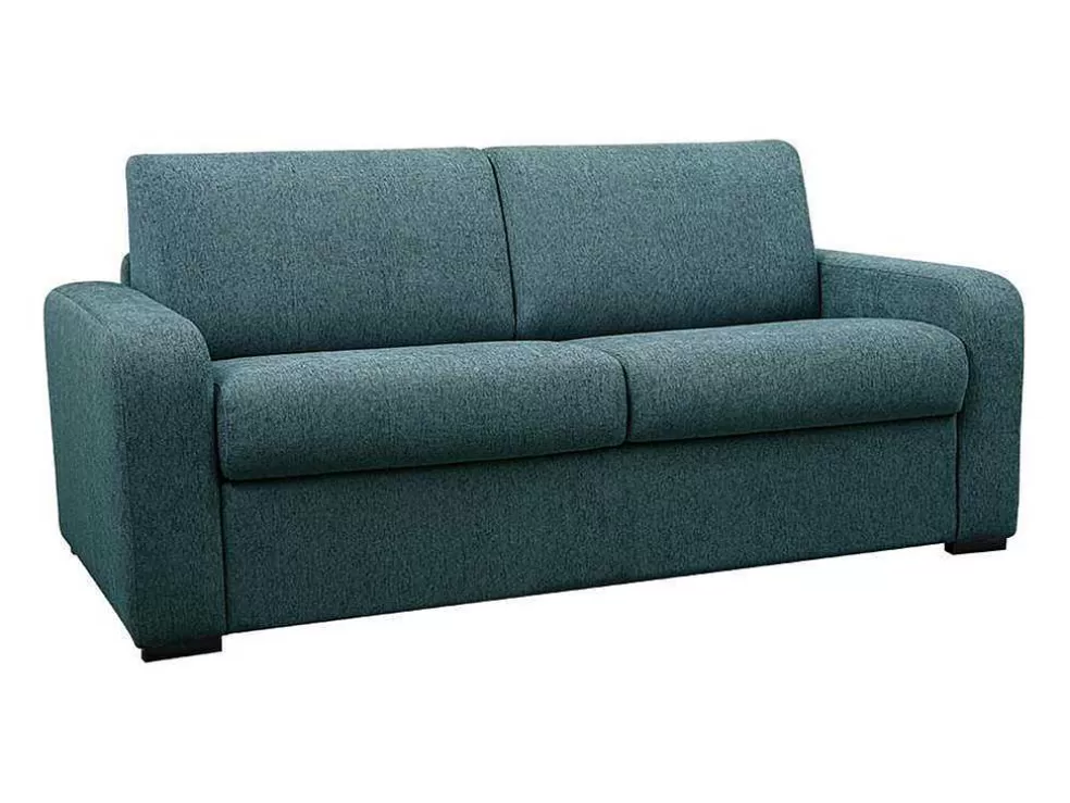 Vente-unique Sofá De 4 Lugares Convertivel De Abertura Rapida Em Tecido Azul Bevis Colchão De 14 Cm* Sofá Cama De Abertura Rapida