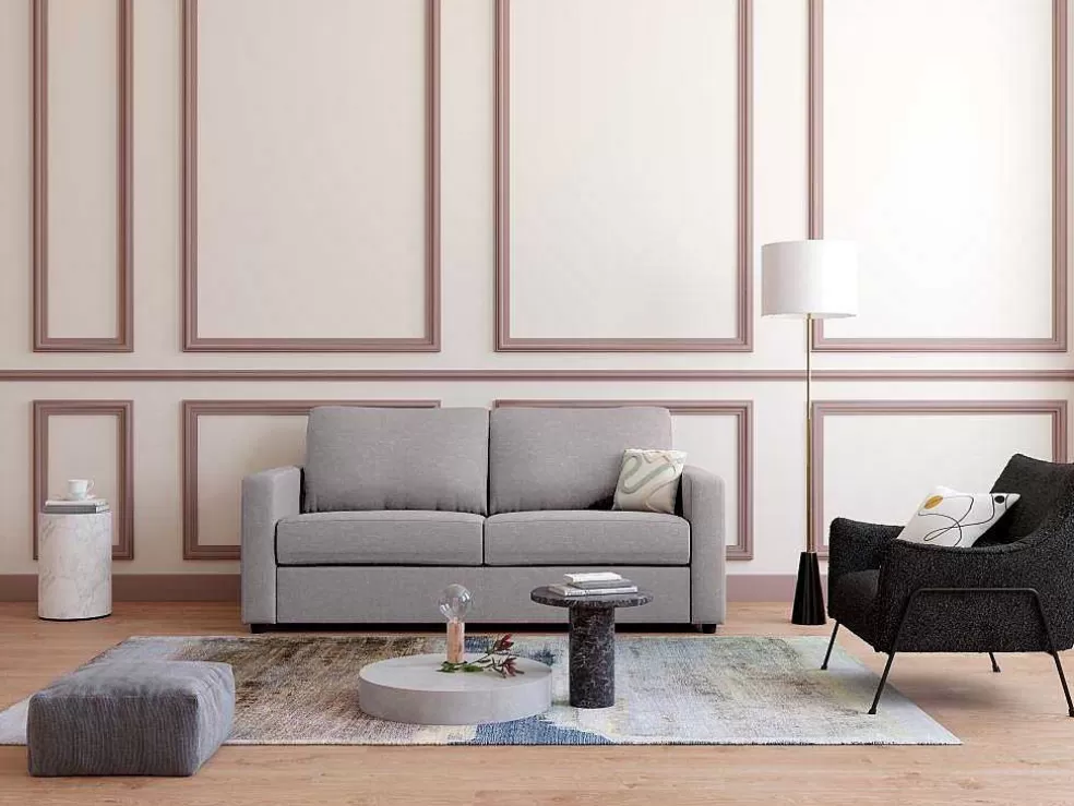 Vente-unique Sofá De 3 Lugares Convertivel De Abertura Rapida Em Tecido Cinza - Doneto* Sofá Cama De Abertura Rapida