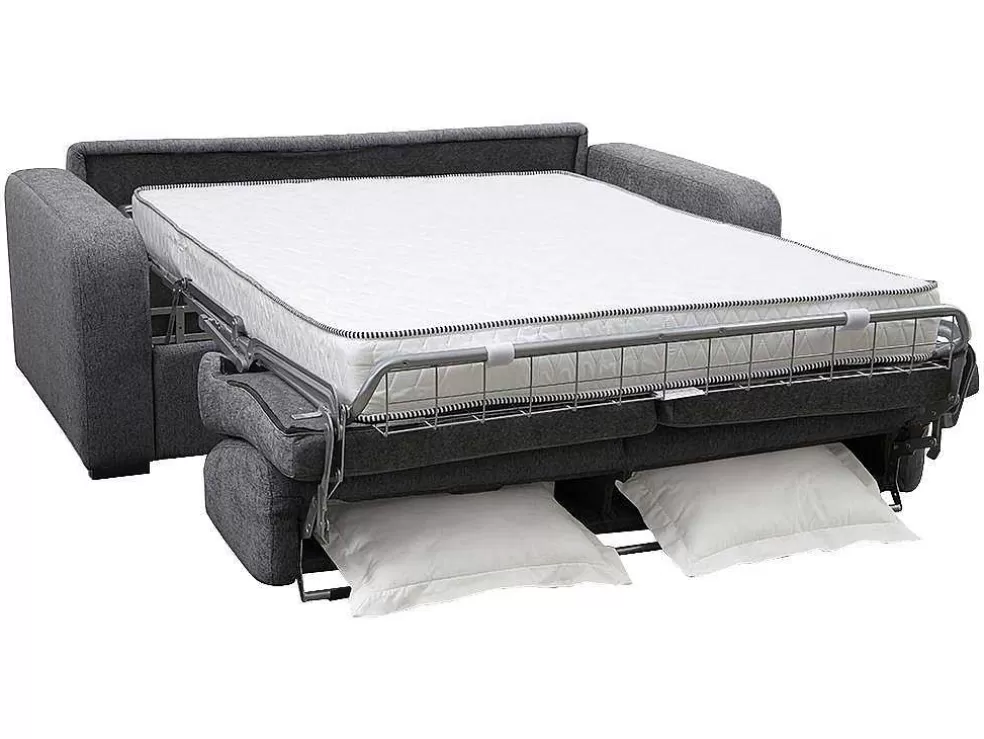 Vente-unique Sofá De 3 Lugares Convertivel De Abertura Rapida Em Tecido Cor Antracite Bevis - Colchão De 18 Cm* Sofá Cama De Abertura Rapida