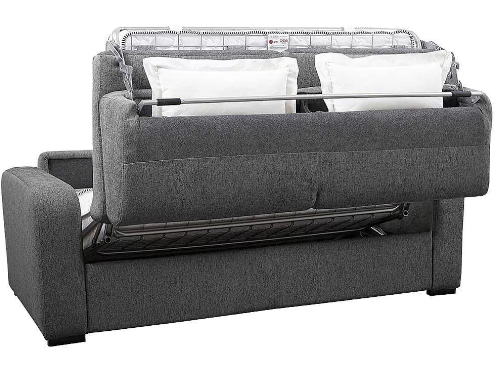 Vente-unique Sofá De 3 Lugares Convertivel De Abertura Rapida Em Tecido Cor Antracite Bevis - Colchão De 18 Cm* Sofá Cama De Abertura Rapida