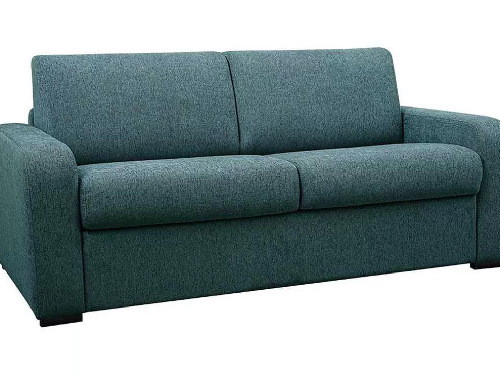 Vente-unique Sofá De 3 Lugares Convertivel De Abertura Rapida Em Tecido Cor Azul Bevis - Colchão De 14 Cm* Sofá Cama De Abertura Rapida