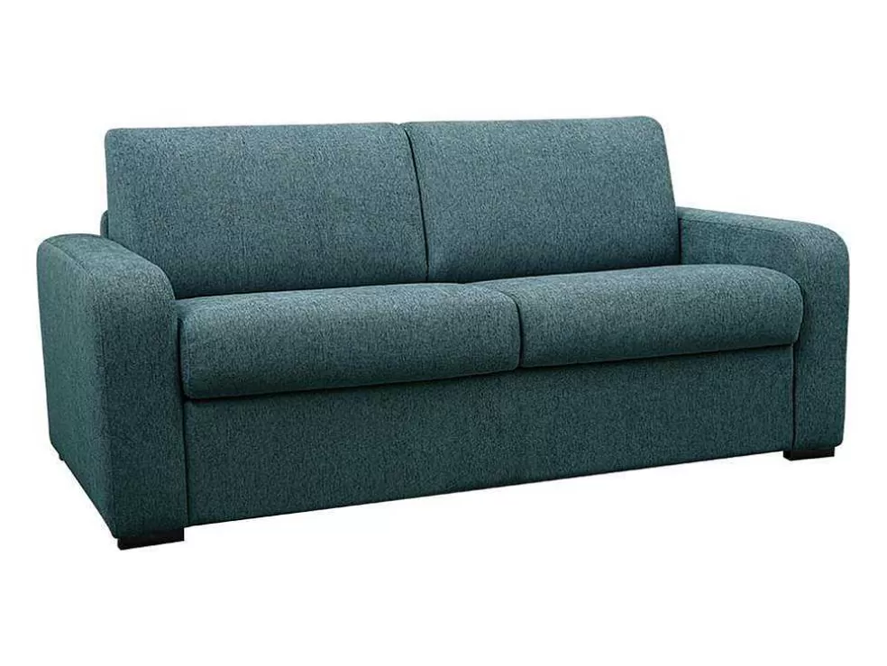 Vente-unique Sofá De 3 Lugares Convertivel De Abertura Rapida Em Tecido Cor Azul Bevis - Colchão De 18 Cm* Sofá Cama De Abertura Rapida