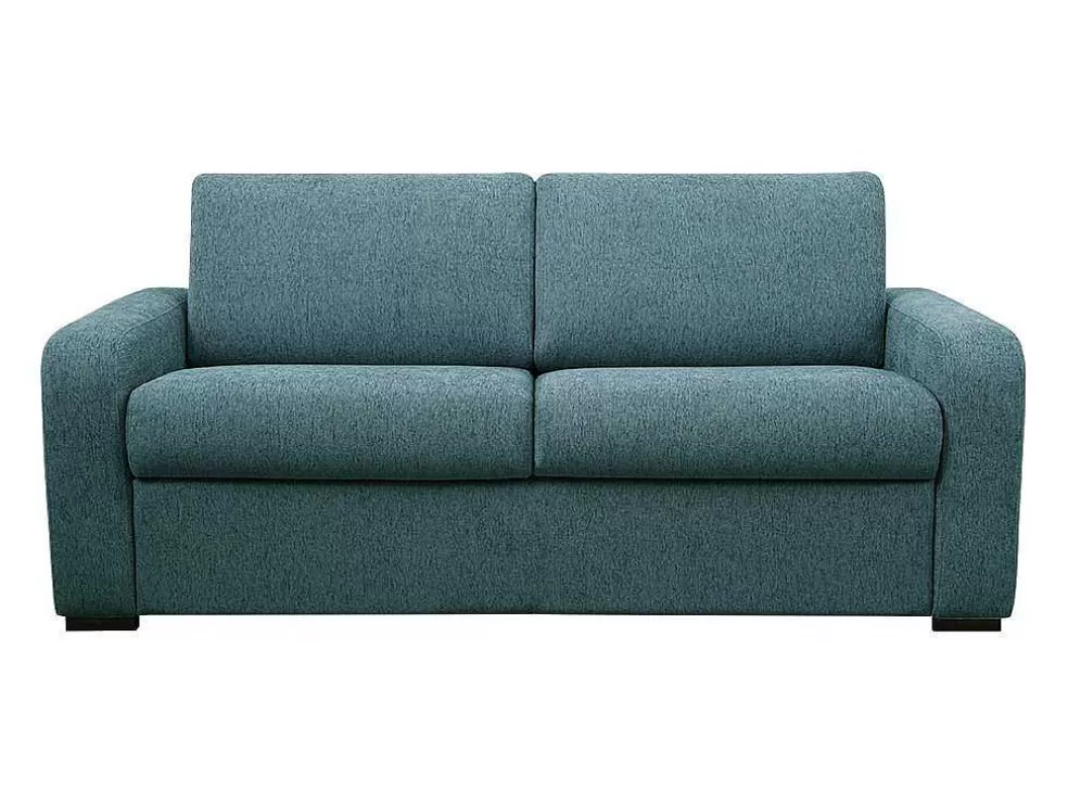 Vente-unique Sofá De 3 Lugares Convertivel De Abertura Rapida Em Tecido Cor Azul Bevis - Colchão De 14 Cm* Sofá Cama De Abertura Rapida