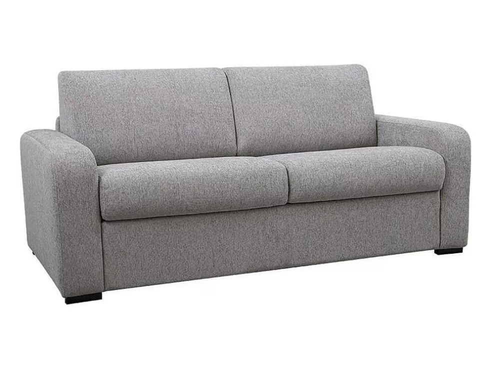 Vente-unique Sofá De 3 Lugares Convertivel De Abertura Rapida Em Tecido Cor Cinza Bevis - Colchão De 14 Cm* Sofá Cama De Abertura Rapida