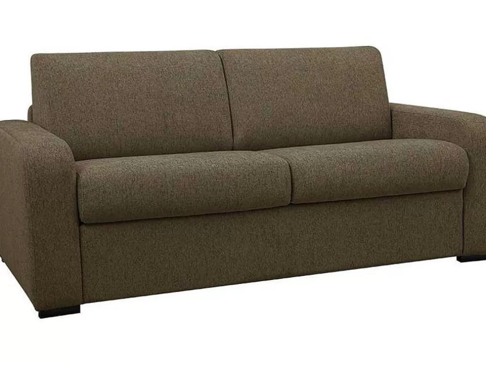 Vente-unique Sofá De 3 Lugares Convertivel De Abertura Rapida Em Tecido Cor Verde Oliva Bevis - Colchão De 14 Cm* Sofá Cama De Abertura Rapida