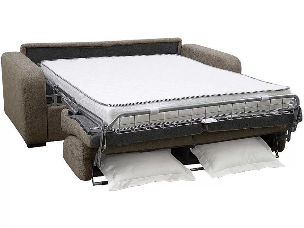 Vente-unique Sofá De 3 Lugares Convertivel De Abertura Rapida Em Tecido Cor Verde Oliva Bevis - Colchão De 14 Cm* Sofá Cama De Abertura Rapida