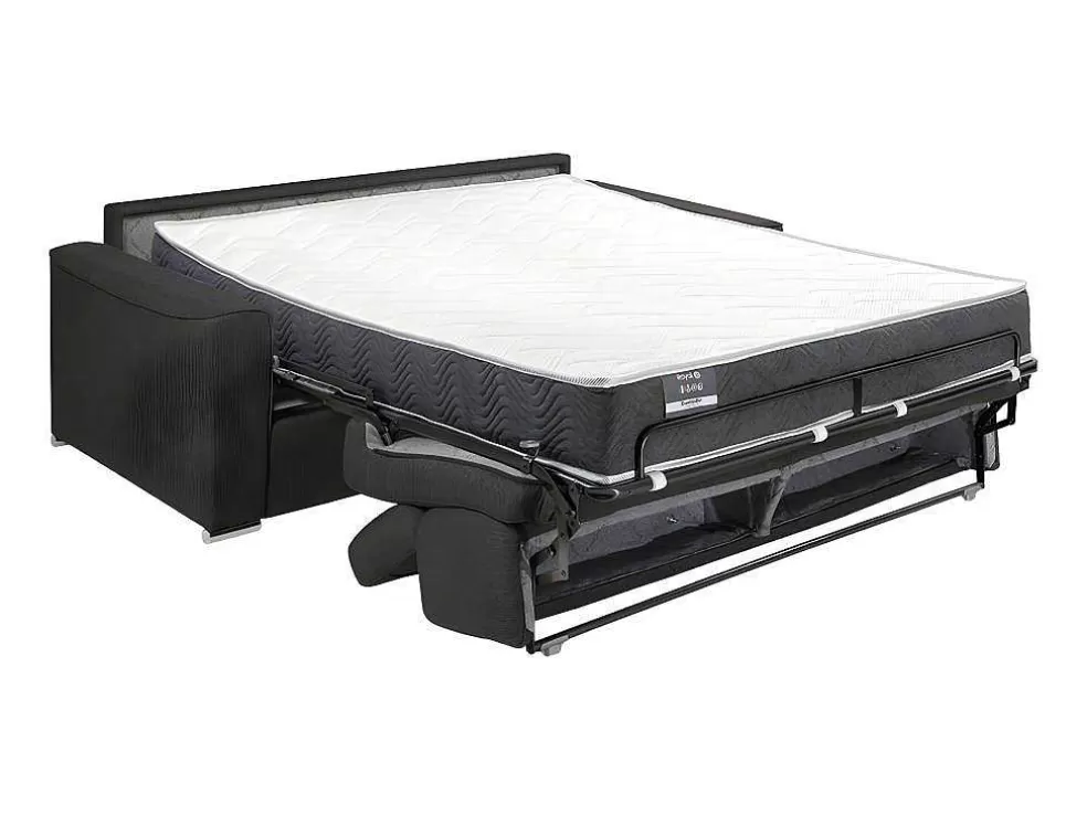Vente-unique Sofá De 4 Lugares Convertivel De Abertura Rapida Em Tecido Vizir - Bege - Cama De Ripas Largas De 160 Cm - Colchão De 22 Cm Com Memória De Forma* Sofá Cama De Abertura Rapida