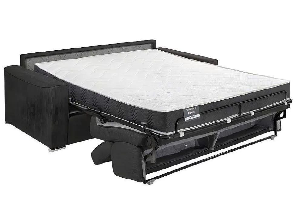 Vente-unique Sofá De 3 Lugares Convertivel De Abertura Rapida Em Tecido Vizir - Cinza - Cama De Ripas Largas 140 Cm - Colchão De 18 Cm Com Memória De Forma* Sofá Cama De Abertura Rapida