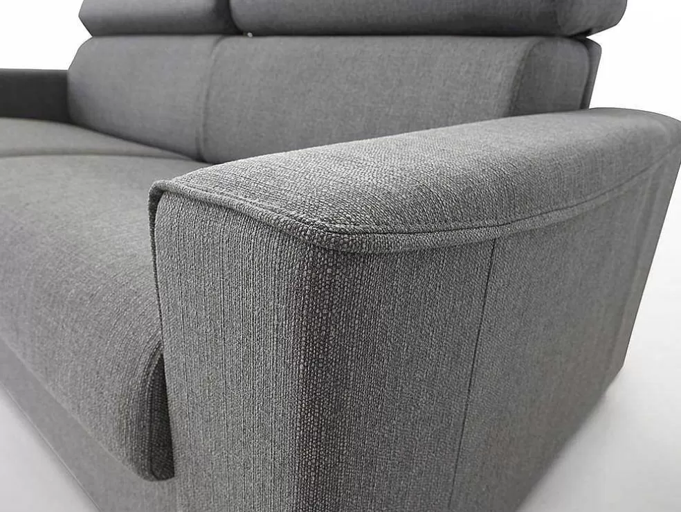Vente-unique Sofá De 3 Lugares Convertivel De Abertura Rapida Em Tecido Vizir - Cinza - Cama De Ripas Largas 140 Cm - Colchão De 18 Cm Com Memória De Forma* Sofá Cama De Abertura Rapida