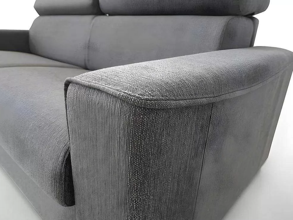 Vente-unique Sofá De 3 Lugares Convertivel De Abertura Rapida Em Tecido Vizir - Cinza - Cama De Ripas Largas De 140 Cm - Colchão De 18 Cm* Sofá Cama De Abertura Rapida