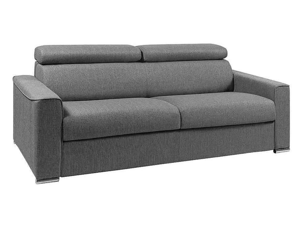 Vente-unique Sofá De 4 Lugares Convertivel De Abertura Rapida Em Tecido Vizir - Cinza - Cama De Ripas Largas De 160 Cm - Colchão De 22 Cm Com Memória De Forma* Sofá Cama De Abertura Rapida