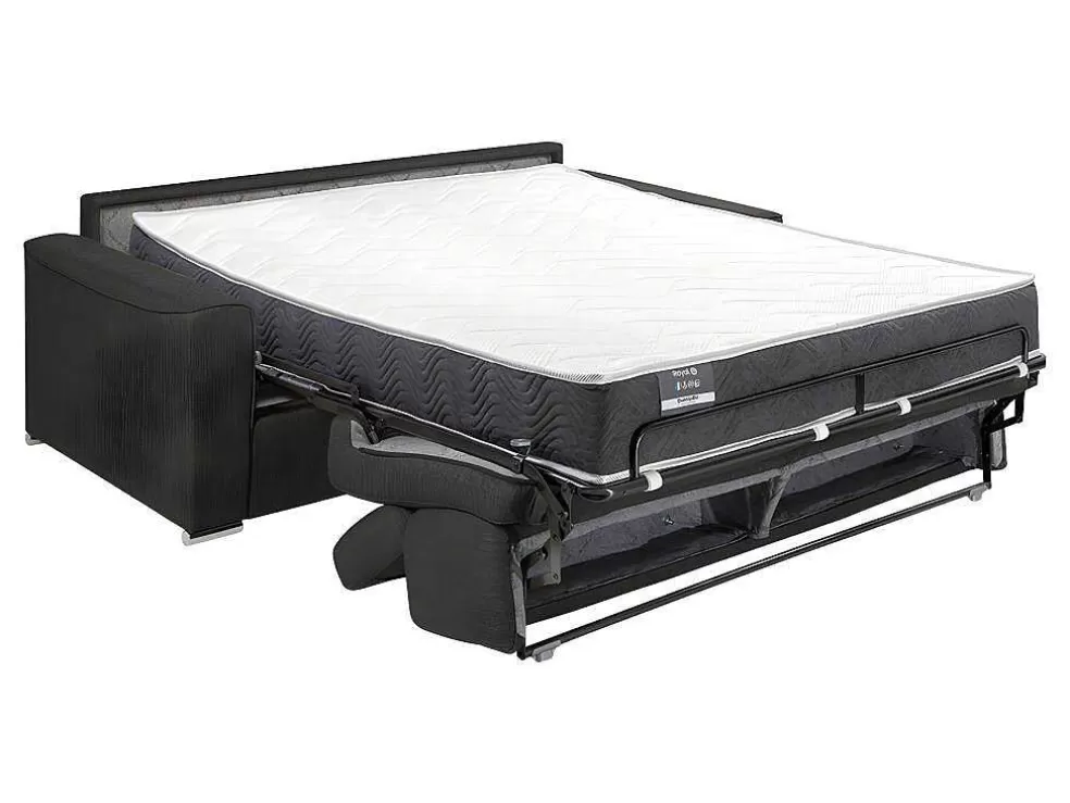 Vente-unique Sofá De 4 Lugares Convertivel De Abertura Rapida Em Tecido Vizir - Cinza - Cama De Ripas Largas De 160 Cm - Colchão De 22 Cm Com Memória De Forma* Sofá Cama De Abertura Rapida
