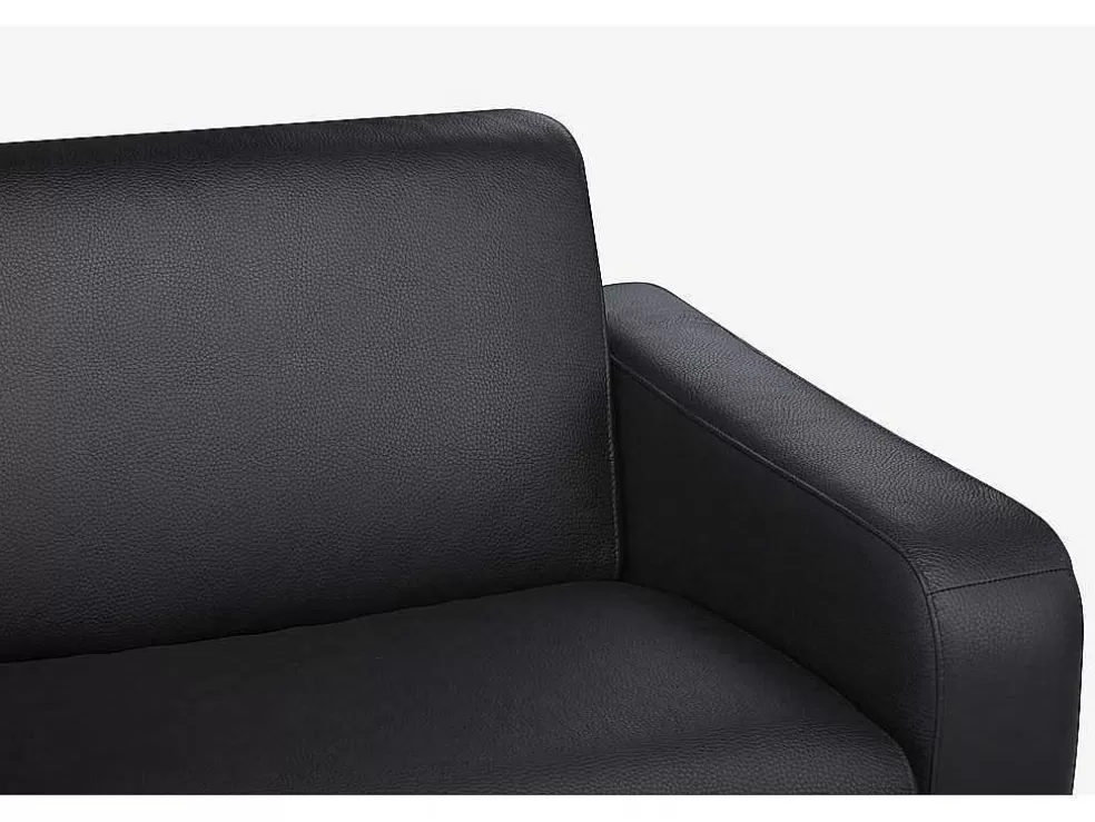 Vente-unique Sofá De 3 Lugares Convertivel Em Cama Expresso Em Pele Preto - Bevis* Sofá Cama De Abertura Rapida