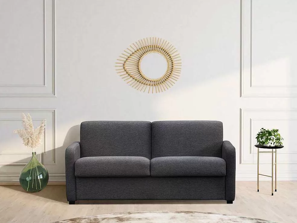 Vente-unique Sofá De 3 Lugares Convertivel Em Cama Expresso Em Tecido Cinzento Escuro - Tomaka* Promoções Sofás & Poltronas