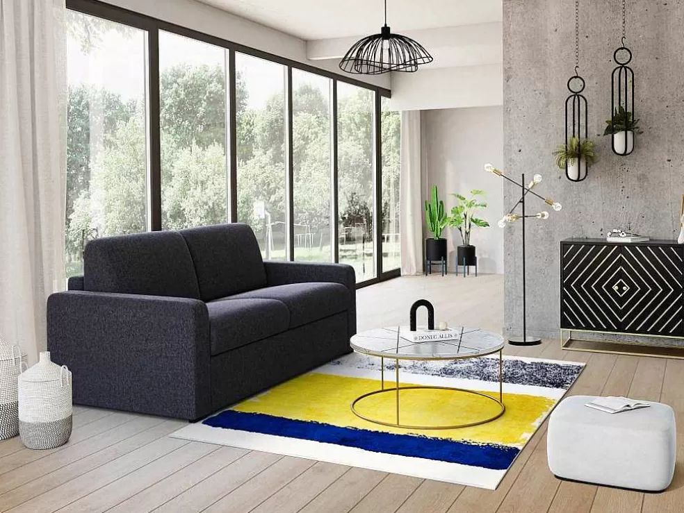 Vente-unique Sofá De 3 Lugares Convertivel Em Cama Expresso Em Tecido Cinzento Escuro - Tomaka* Promoções Sofás & Poltronas