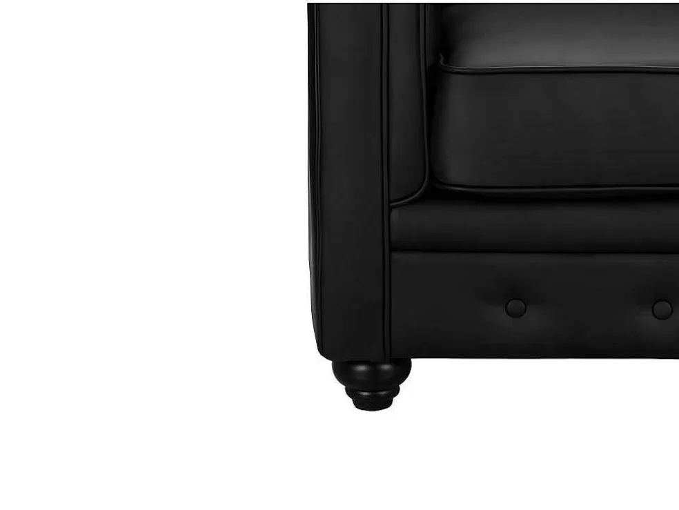 Vente-unique Sofá De 3 Lugares E Cadeirão Em Pele Sintética Branco - Chesterfield* Conjunto Sofá E Poltrona