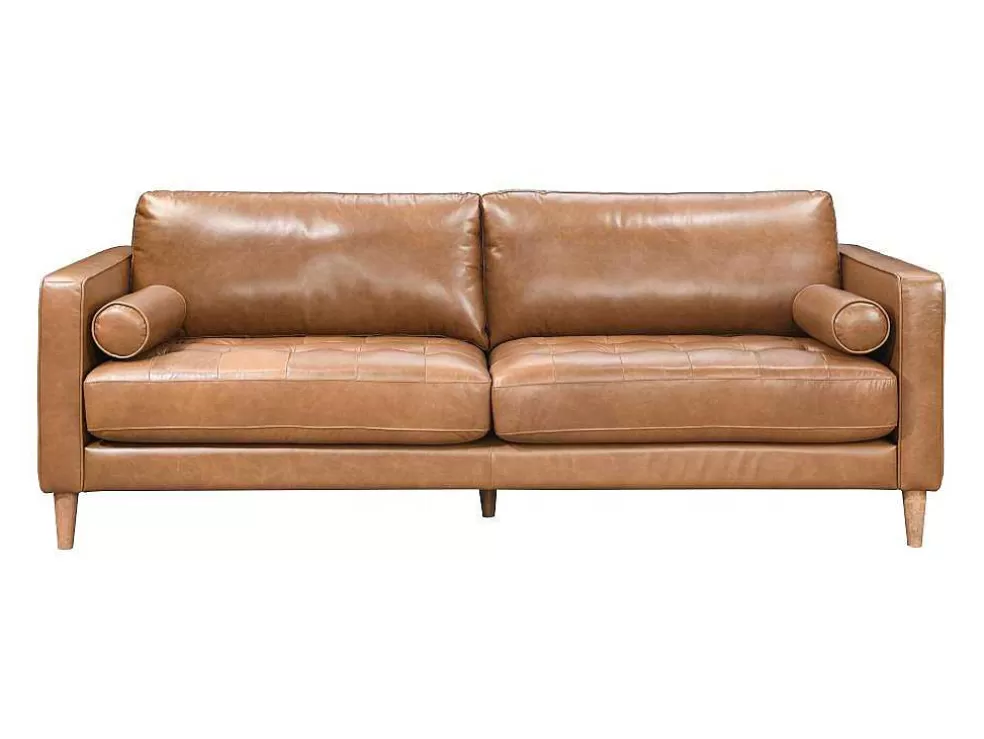 Vente-unique Sofá De 3 Lugares E De 2 Lugares 100% Pele De Bufalo Superior Castanho Vintage - Barota* Conjunto De Sofá