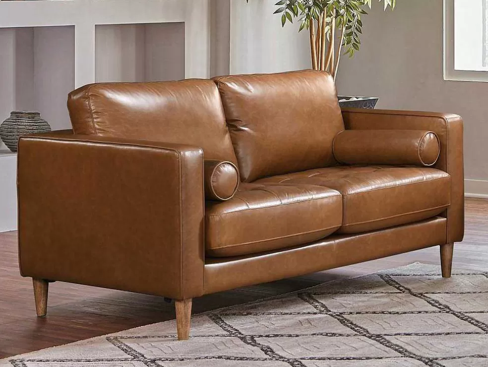 Vente-unique Sofá De 3 Lugares E De 2 Lugares 100% Pele De Bufalo Superior Castanho Vintage - Barota* Conjunto De Sofá