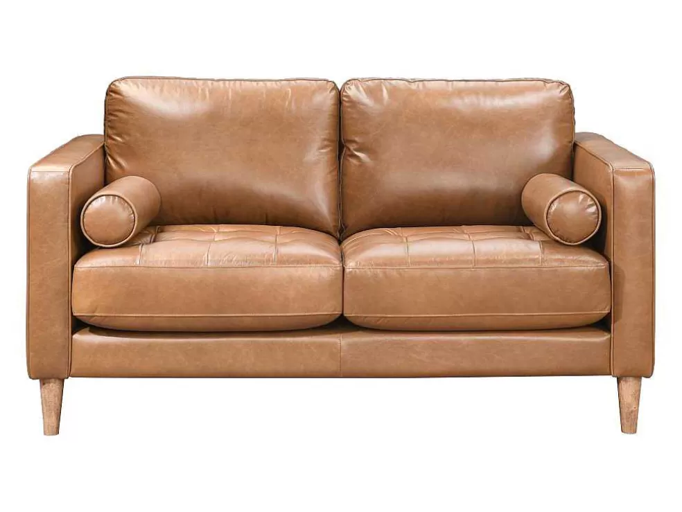 Vente-unique Sofá De 3 Lugares E De 2 Lugares 100% Pele De Bufalo Superior Castanho Vintage - Barota* Conjunto De Sofá