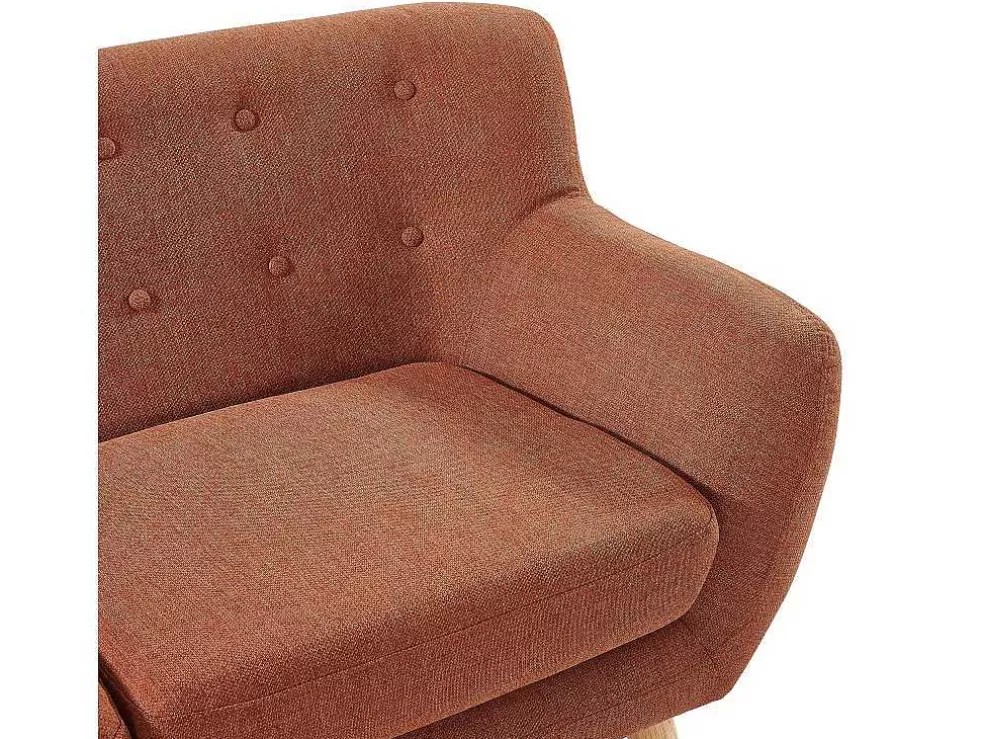 Vente-unique Sofá De 3 Lugares E Poltrona Em Tecido Laranja - Serti Ii* Conjunto Sofá E Poltrona